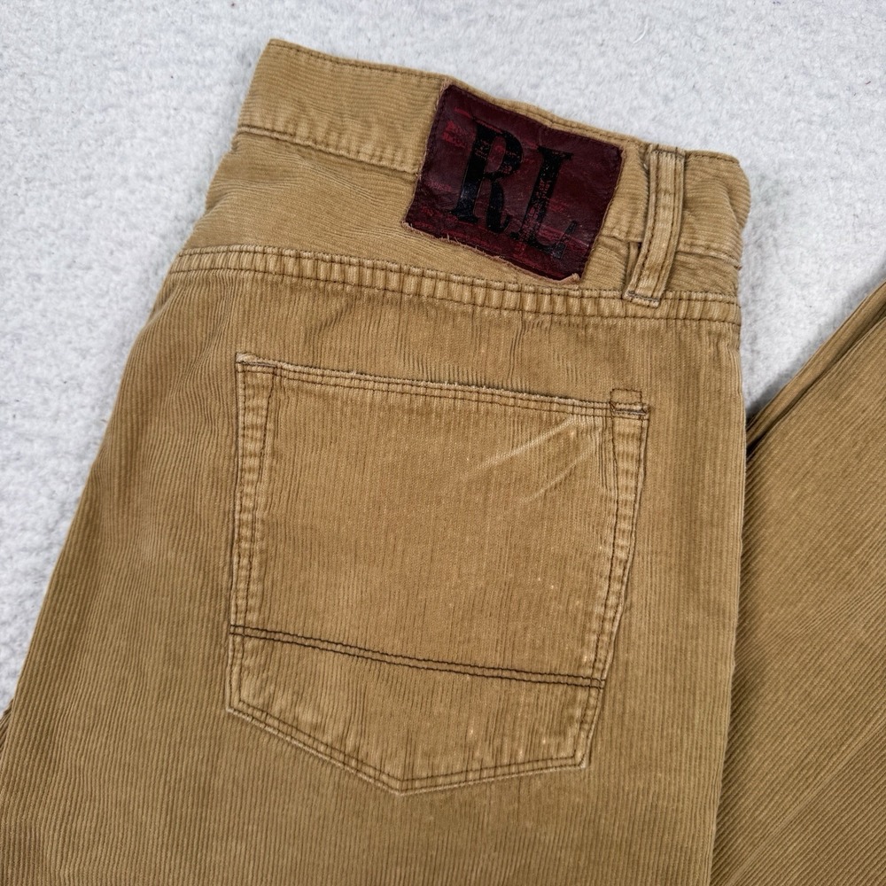 Vintage Polo Ralph Lauren Corduroy Pants Mens 34x32 Tan Retro 100% Cotton